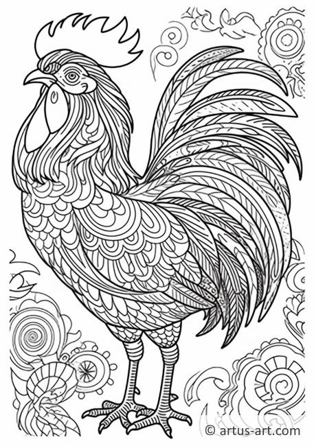 Awesome Rooster Coloring Page